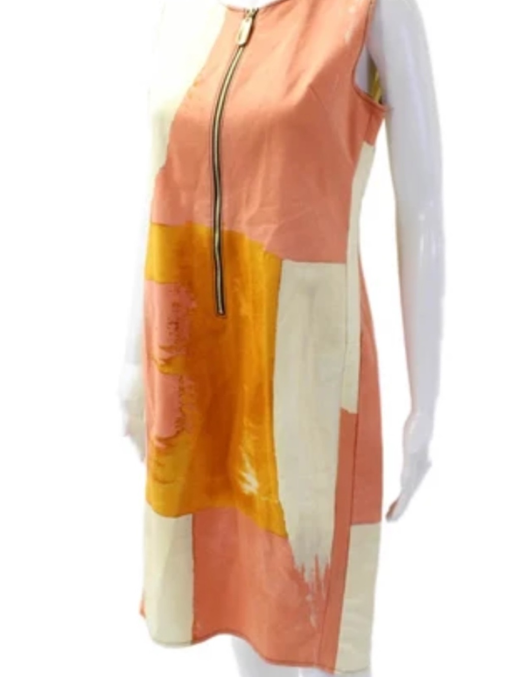 Donna karan New York multi color round neck sleeveless midi dress